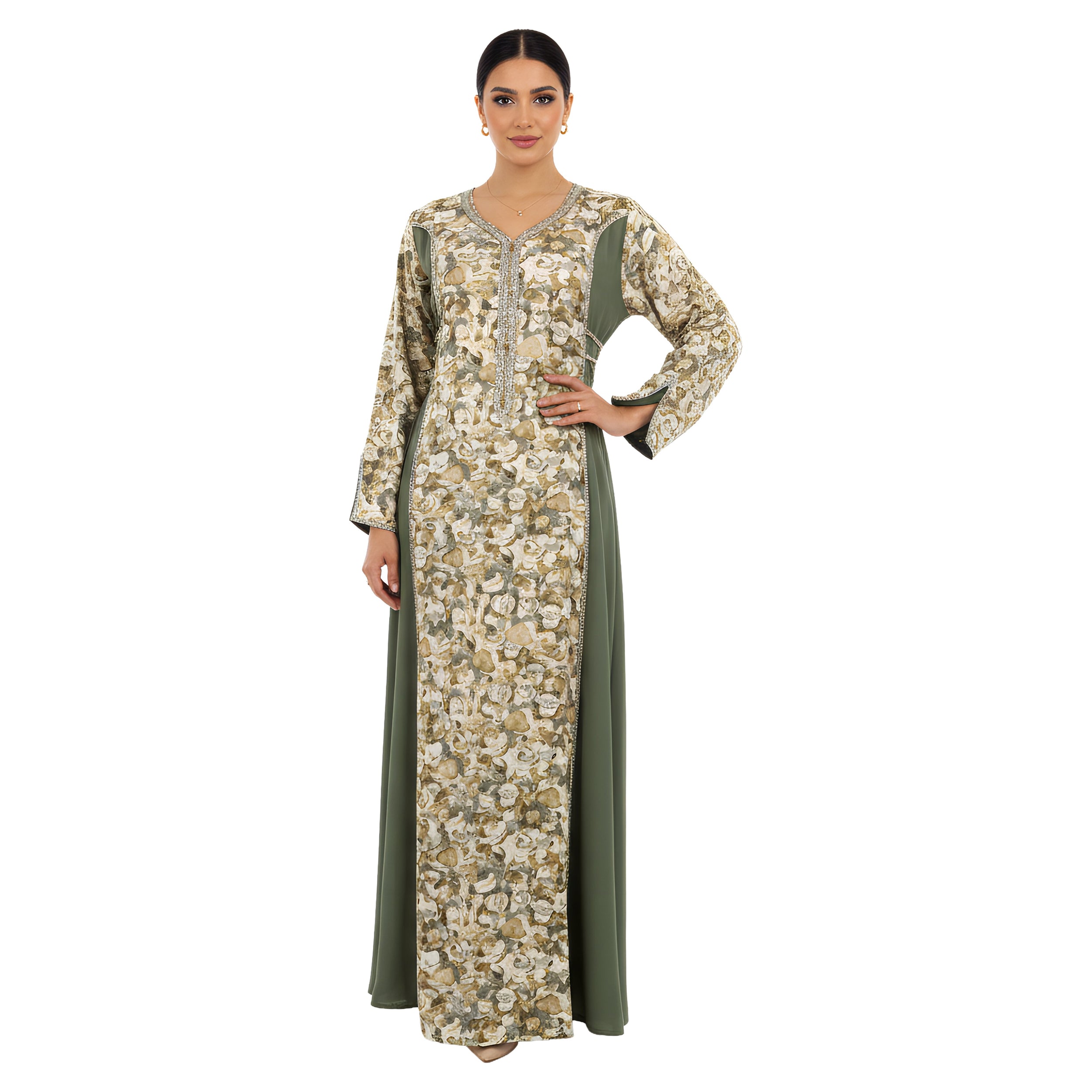 Baby Silk Indonesia Kaftan Abaya with Armani Satin & Stone Lace Detailing – Armaz Fashion