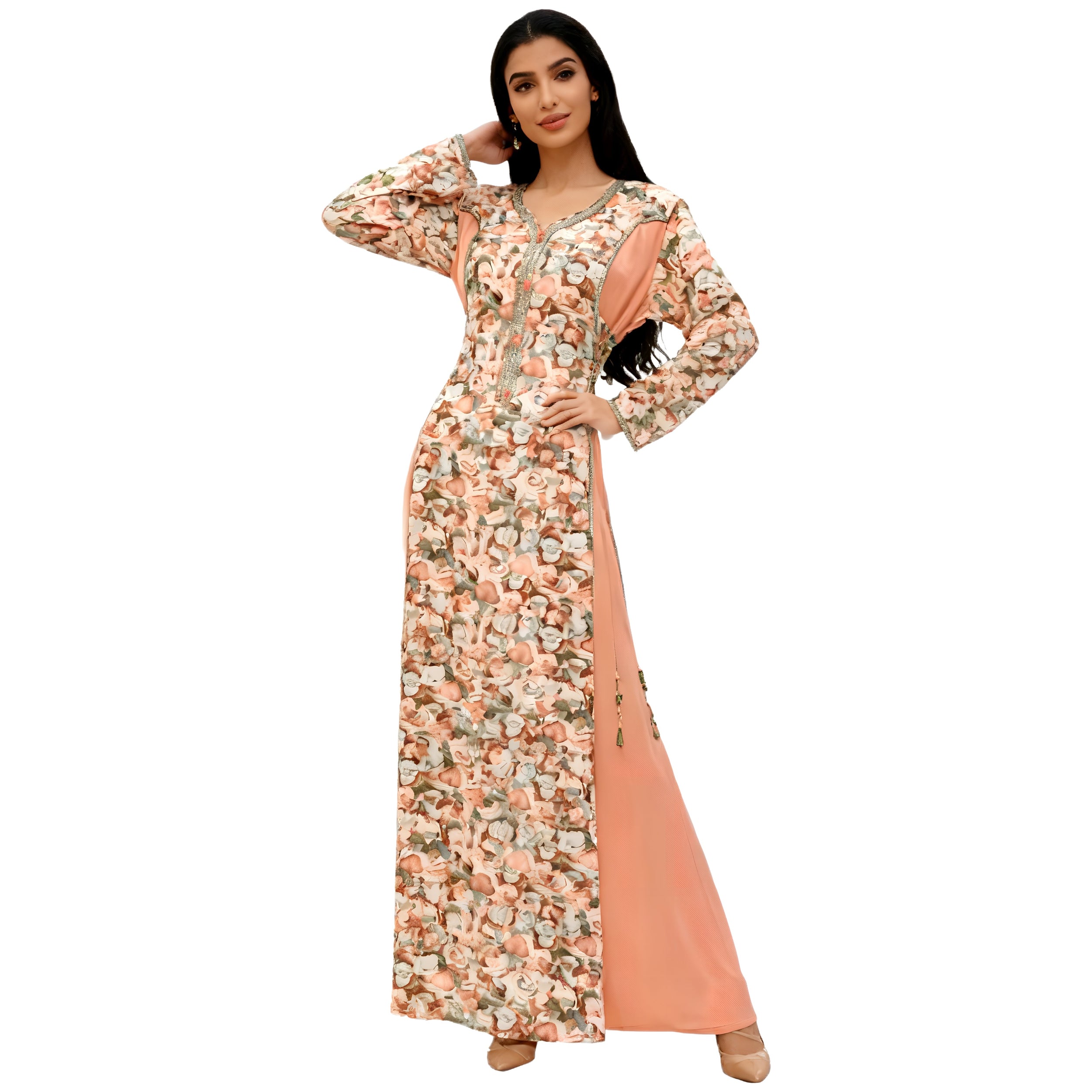 Baby Silk Indonesia Kaftan Abaya with Armani Satin & Stone Lace Detailing – Armaz Fashion