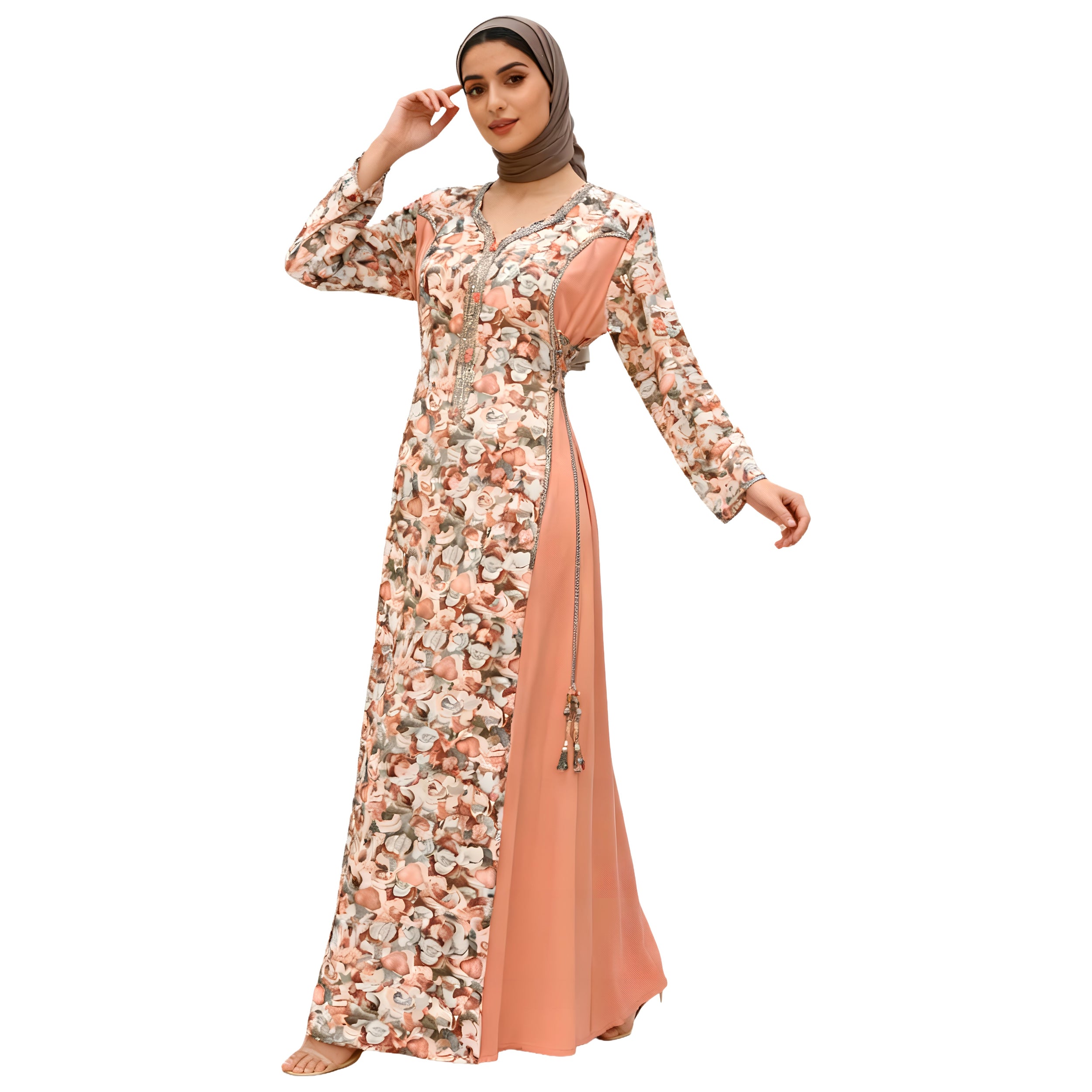 Baby Silk Indonesia Kaftan Abaya with Armani Satin & Stone Lace Detailing – Armaz Fashion